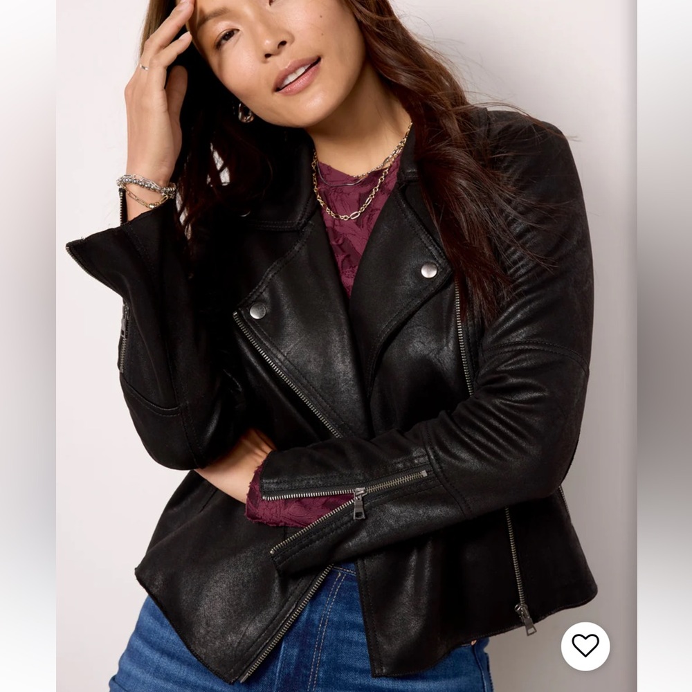 Evereve Women’s Marren Black Moto Jacket size S NWT Faux Leather Suede